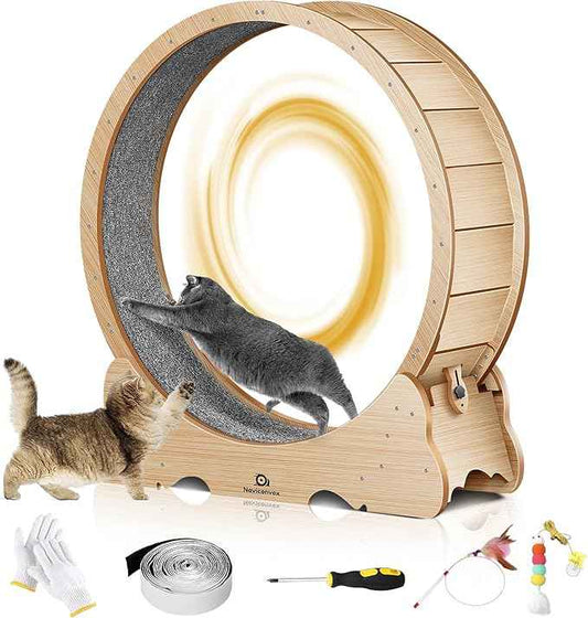 Cat Wheel, 53" XXL Large Cat Treadmill for Indoor Pets, Cats Exercise Running Wheel with Detachable Carpet, Quiet and Sturdy, Suitable for Most Cats Running/Walking/Training