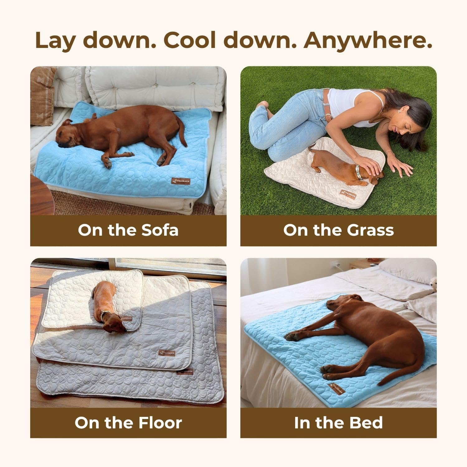 Dog Cooling Mat- Ice Silk Summer Comfort, Self Cooling, Non-Slip Dog Pad, Durable & Washable, Mat for Extra Large Dogs 85x115 cm, Support Shelter Dogs with Every Purchase (Blue) - Pet Explorer