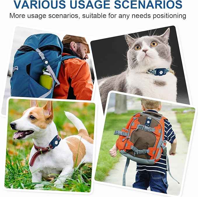 Smart Pet Tracker for Collar - Dog Trackers Pet Location Tracker with Holder, No Monthly Fee, Anti-Lost Tracking Device for Pets,Bag Straps, Compatible with Google Android Only(Not for iOS),Blue