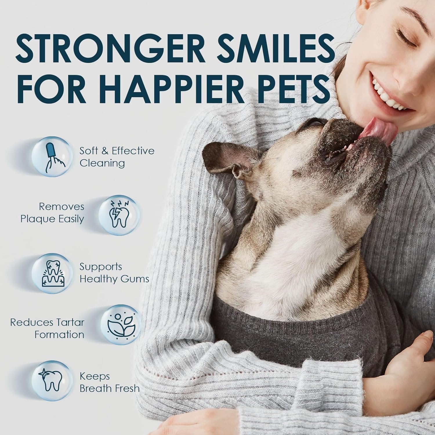 Mooncat Dental Finger Wipes for Dogs & Cats - Easy Teeth Cleaning to Remove Plaque, Tartar & Freshen Bad Breath - Gentle Tooth Wipes for Puppy & Kitten Care - 40 Counts - Pet Explorer