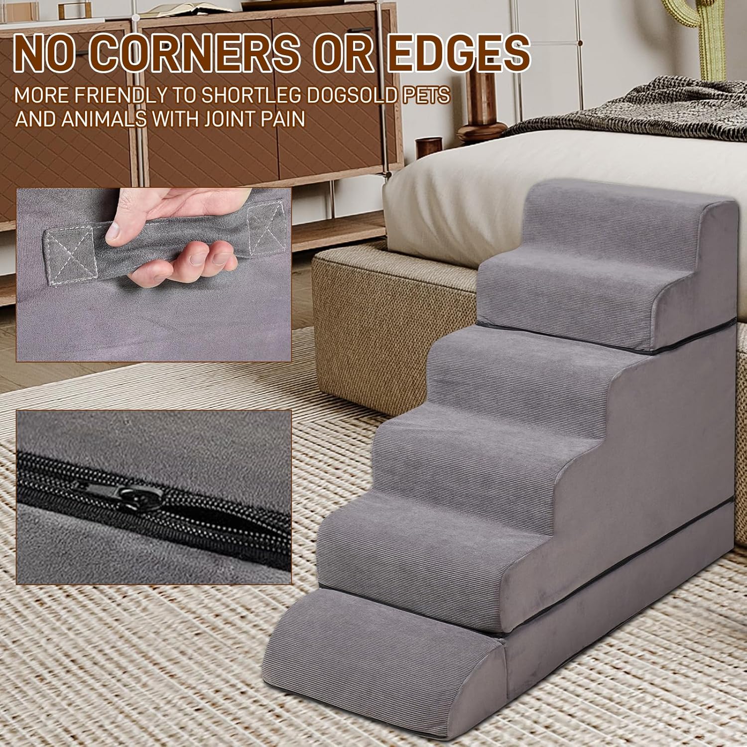 24-30inches High Dog Stairs & Steps for High Beds Tall, LitaiL 29inch 6 Steps Pet Stairs/Steps for High Beds Large Dogs, Non-Slip Dog Ramps for Small Dogs, for Older Cats - Pet Explorer