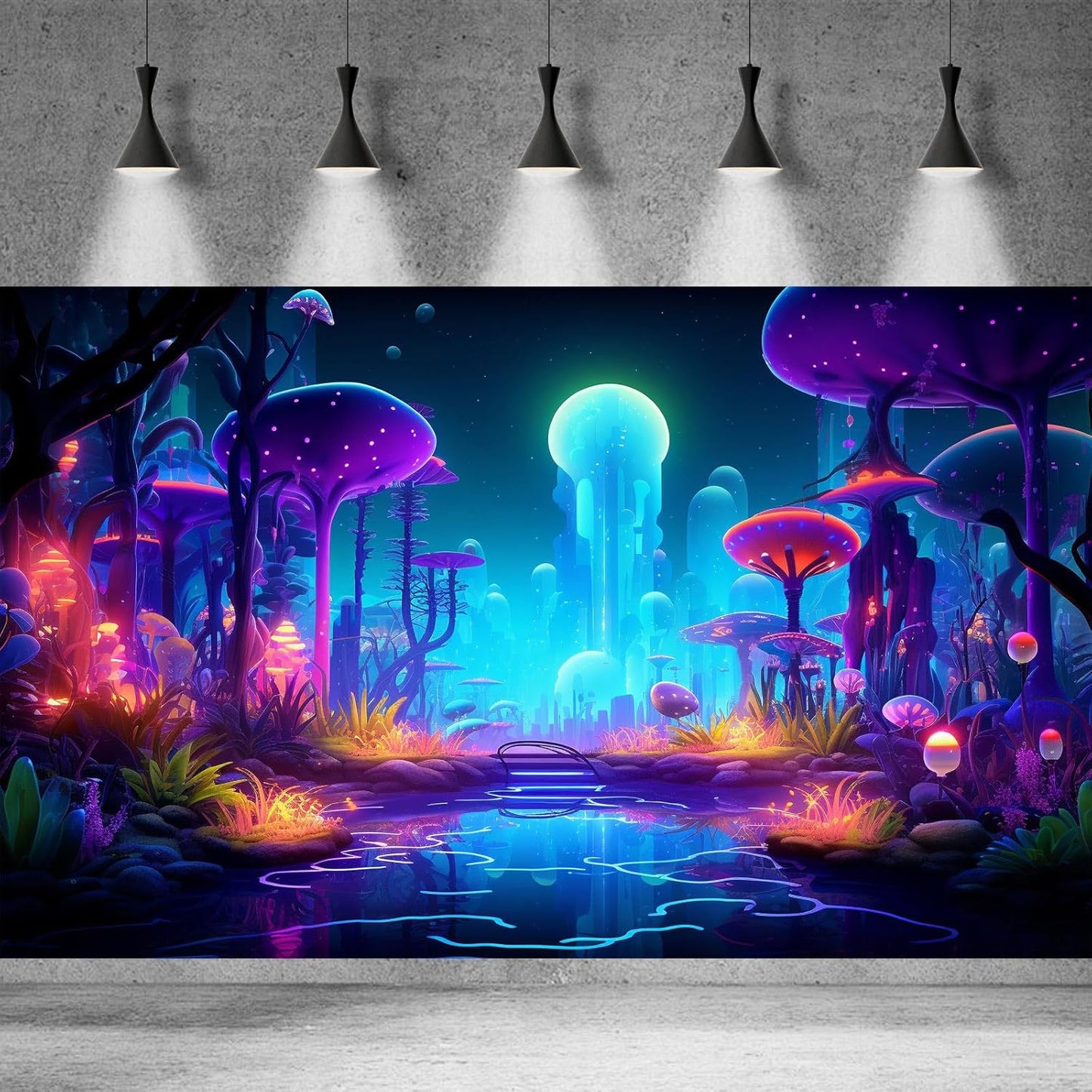 Fantasy Forest Aquarium Background Mysterious Plants Abstract Mushrooms Cartoon Style Forest Terrarium Backdrop Tranquil Stream Fish Tank Background Wallpaper Poster Decor Vinyl 24x12in - Pet Explorer