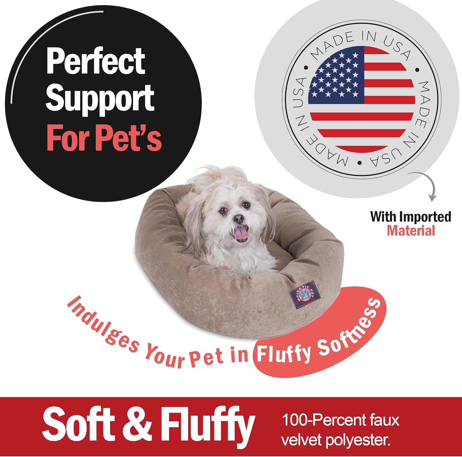 Majestic Pet Villa 24 Inch Shredded Memory Foam Dog Bed for Small Sized Dogs 24x19x7 Inch–Orthopedic Dog Bed - Durable Pet Bed - Washable Small Pet Bed with Head Support-Pearl - Pet Explorer