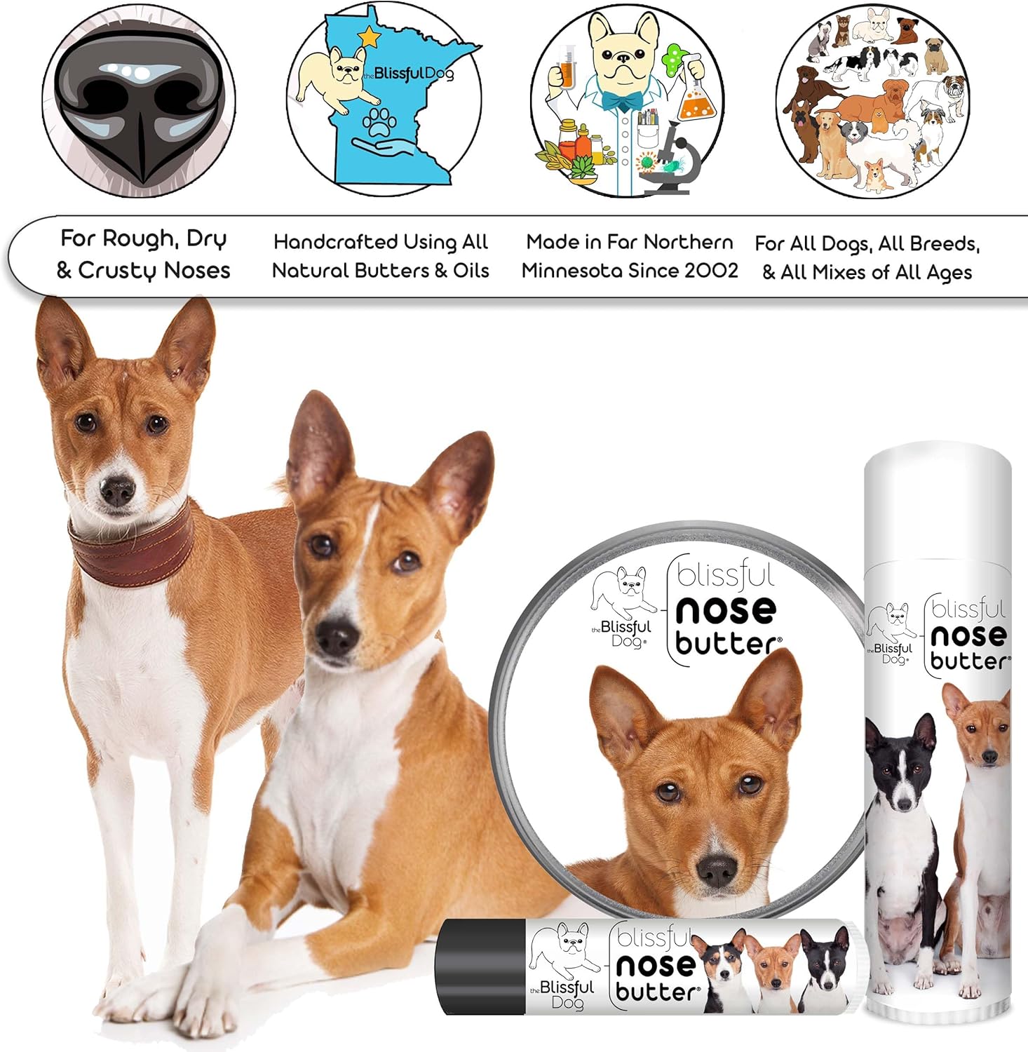 The Blissful Dog Basenji Unscented Nose Butter - Dog Nose Butter, 1 Ounce - Pet Explorer