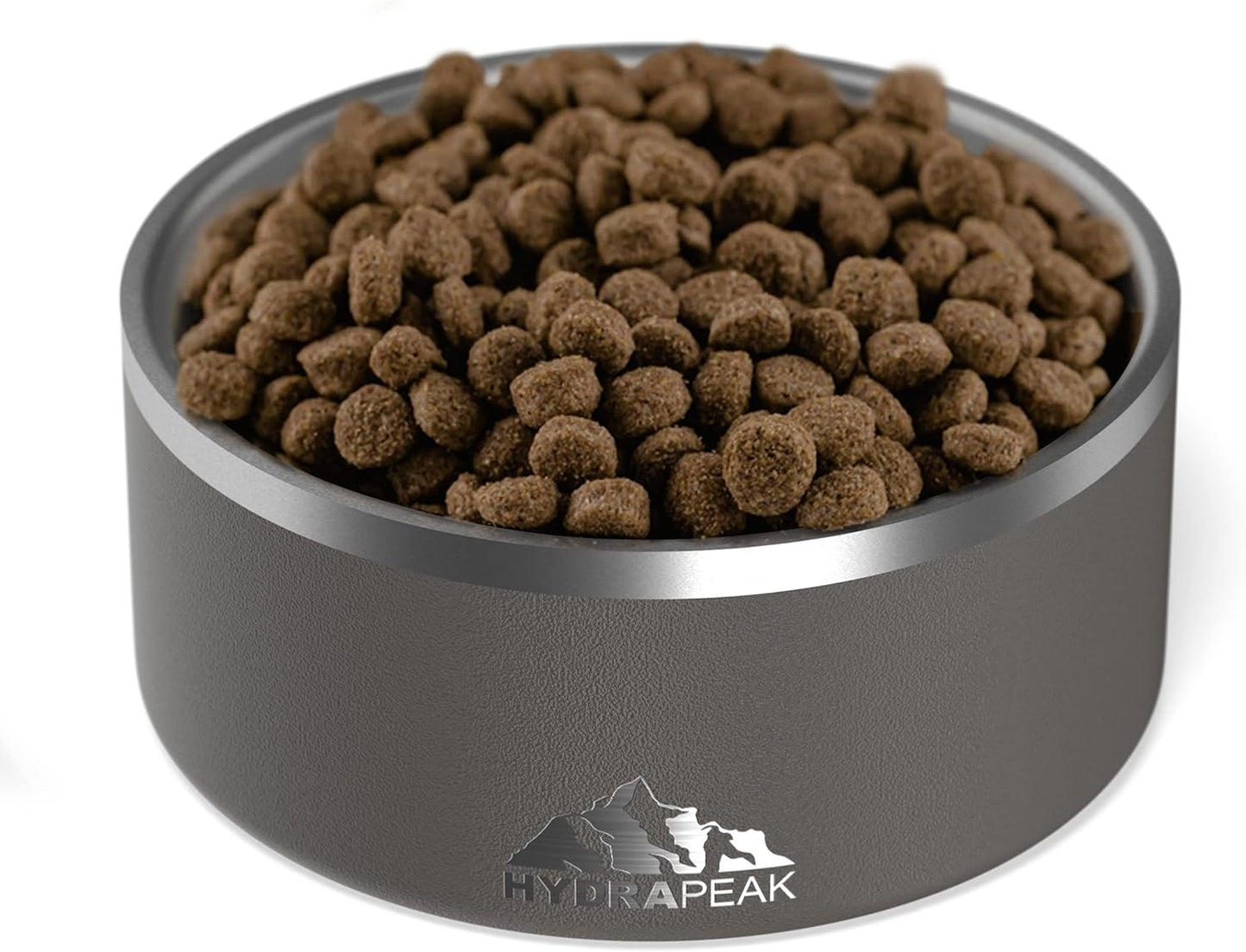 Hydrapeak Dog Bowl; Non Slip Stainless Steel; Water and Food Dish; Large Sized and Small Dogs; 32oz 64oz; Multiple Sizes | 8 Cup | Graphite - Pet Explorer