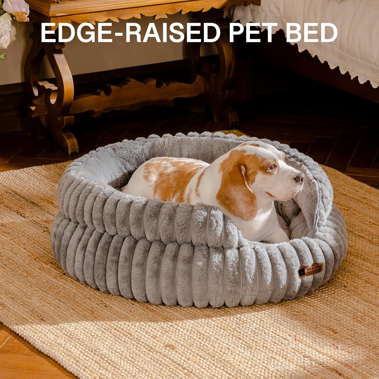 MEWOOFUN Dog Bed for Medium Dogs, Washable Large Cat Beds for Indoor Cats, Donut Pet Bed for Dogs and Cats with Anti-Slip Bottom (Grey, 27"x27"x10") - Pet Explorer