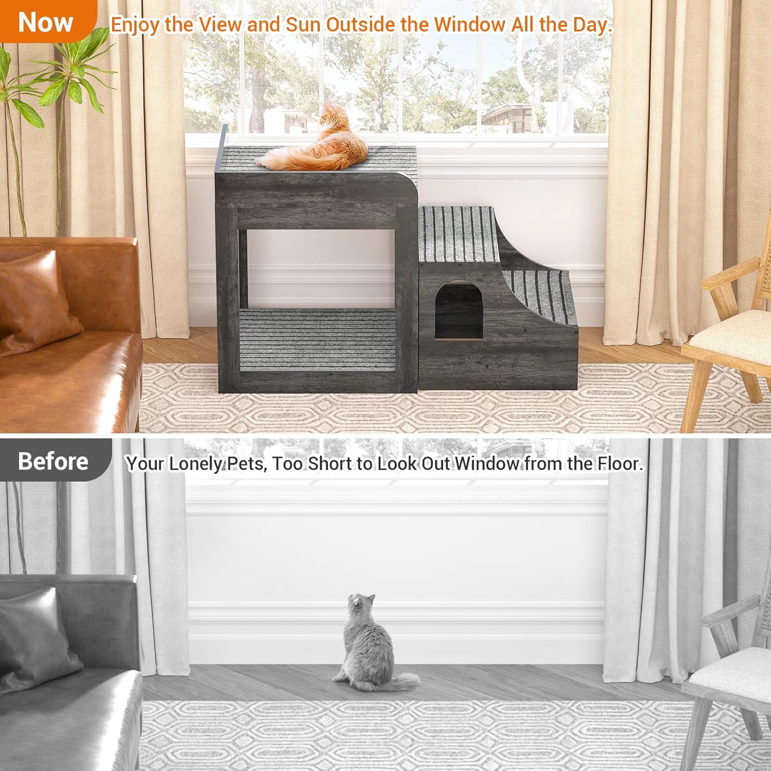 Cyclysio Super Large Multi-Level Pet Bunk Bed with Stairs, Mats, Drawers for Indoor Use, Grey - Pet Explorer