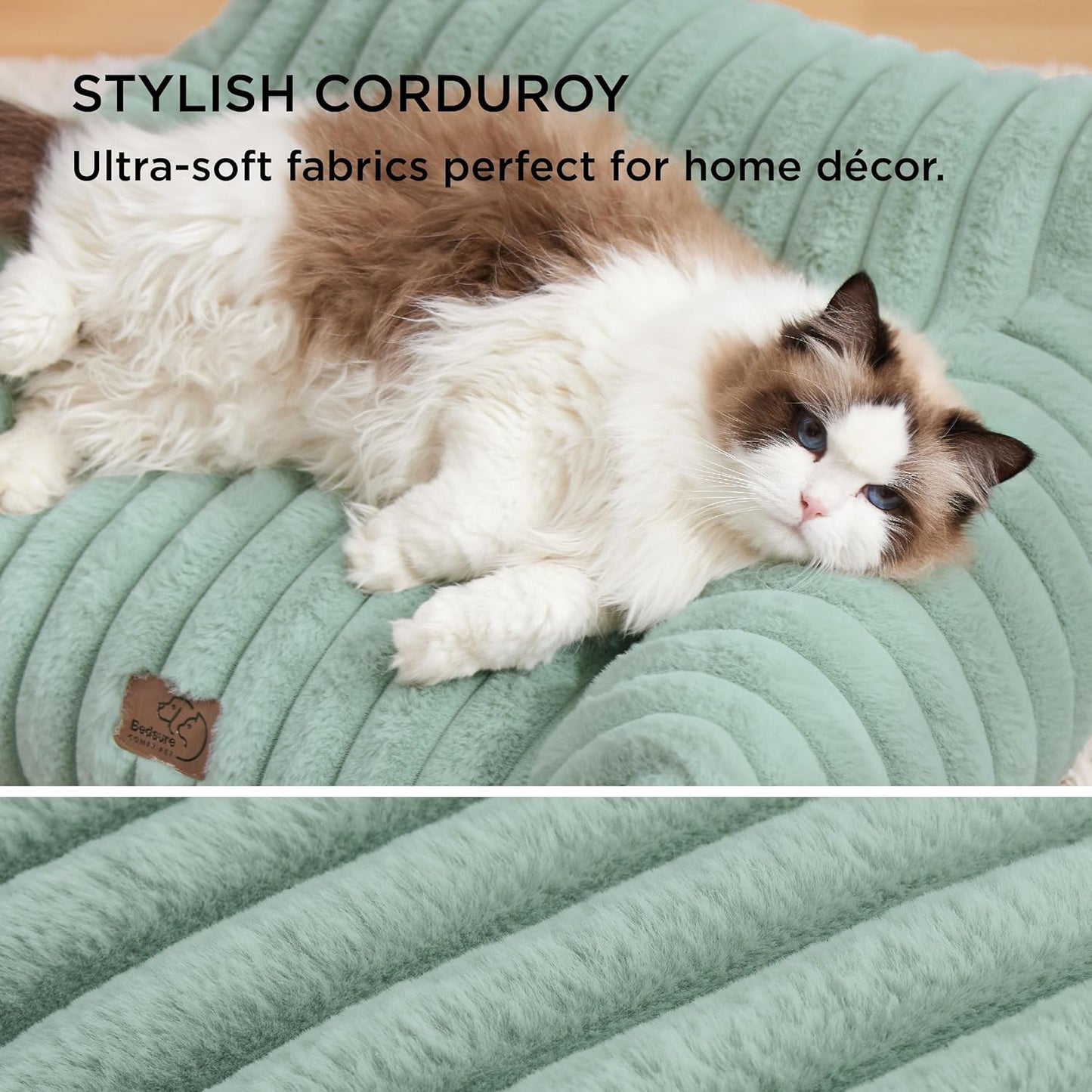 Bedsure Cute Dog Couch for Pets - Fluffy Dog Sofa with Premium Soft Corduroy Fleece, Pet Couch Bed with Washable Cover, Supportive Pet Sofa Bed for Medium Large Dogs, 36inch, Garden Green - Pet Explorer