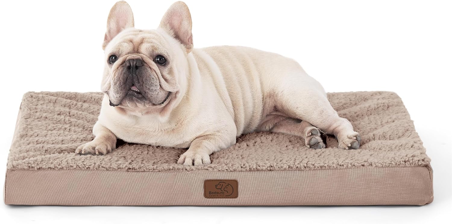 Bedsure Dog Bed Medium Size Dog - Orthopedic Flat Puppy Beds with Removable Washable Cover, Egg Crate Foam Pet Mat, Suitable for Pet Up to 35 lbs - Pet Explorer