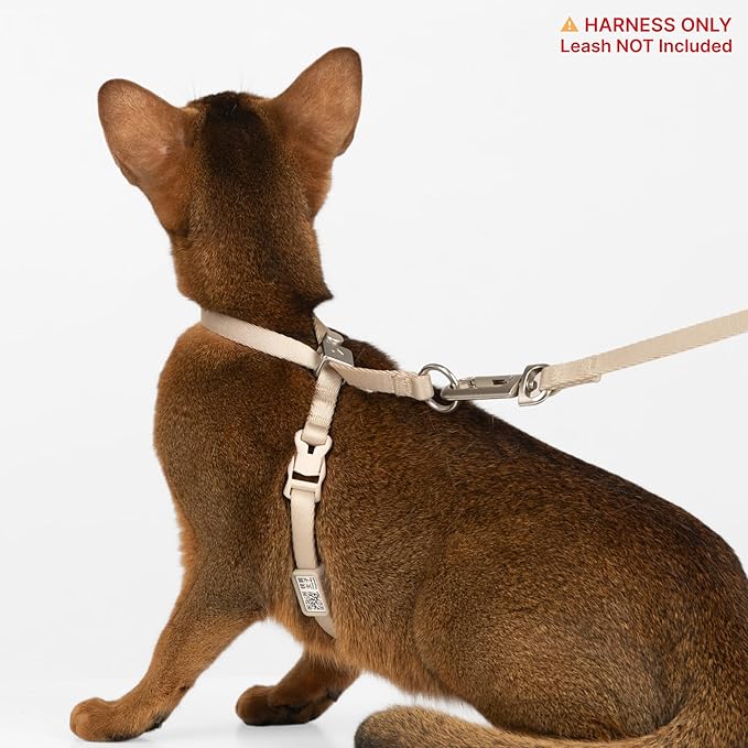Escape Proof Cat Harness Anti-Choke Quick Release Adjustable QR Code Soft Nylon Durable Lightweight Figure 8 Cat Harness Anti Escape for Kitten Small Medium Large Cats (Space Gray, M)