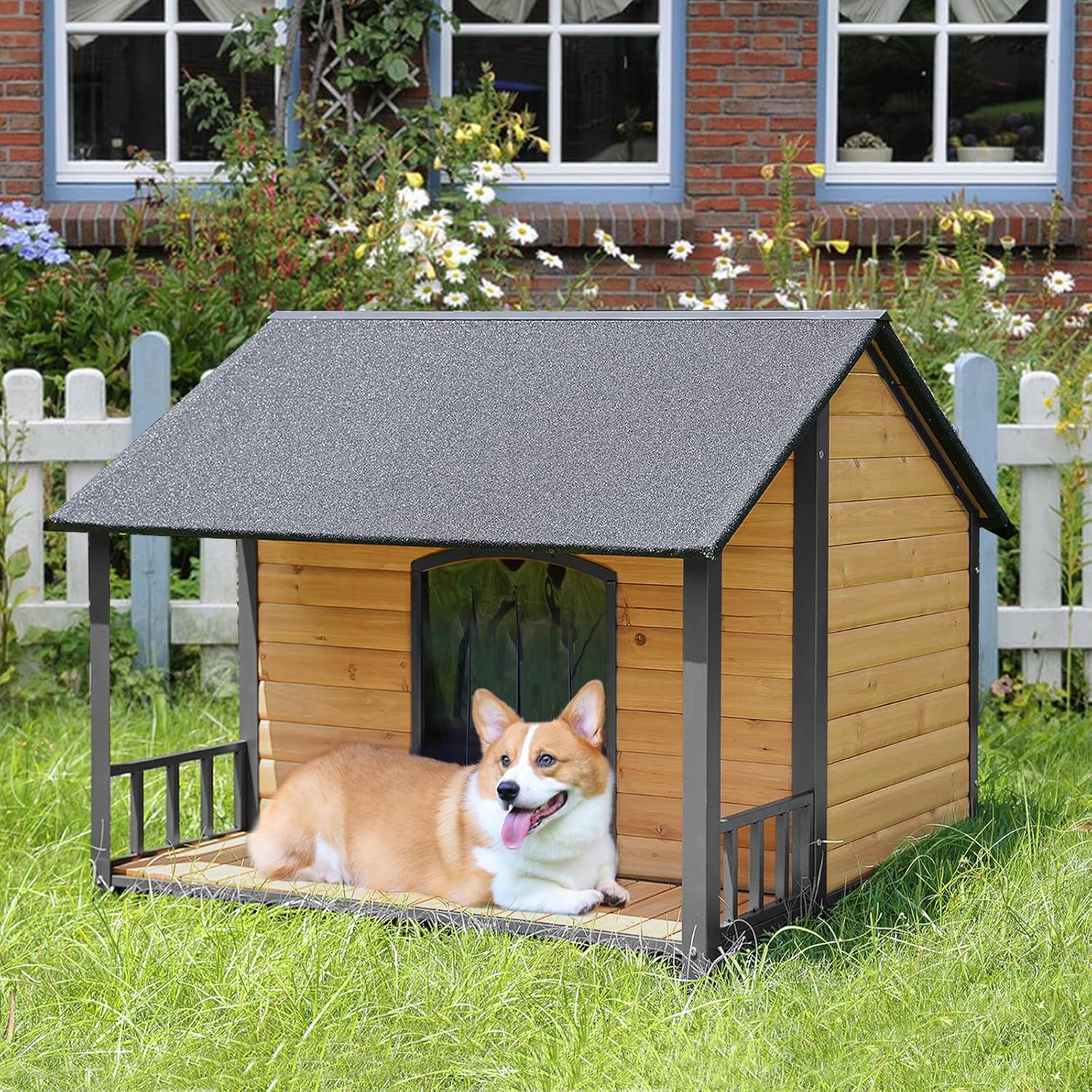 Gutinneen Large Dog House Outdoor Dog Kennel with All-Around Iron Frame Dog Cage Perfect for Small & Medium & Large Dogs,Roomy - Pet Explorer