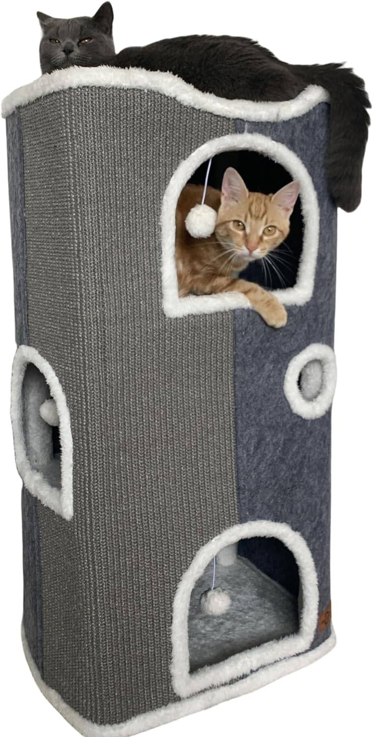 4-Level Cat House for Indoor Cats,Covered Cat Beds and Furniture with Scratch Pad,Hideaway Cave &Cushions,Modern Cat Tower Condo for Multi Small Pet and Large Cats - Pet Explorer