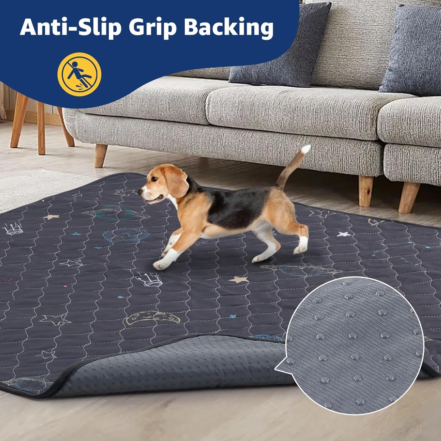 LOOBANI Washable Pee Pads for Dogs: 2 Pack Reusable Puppy Pads for Small Pet, Waterproof Whelping Pads, Non-Slip Potty Training Mat for Dog Playpen, Floor, Cage, Sofa, Crate, Grey, 18" x 24" - Pet Explorer