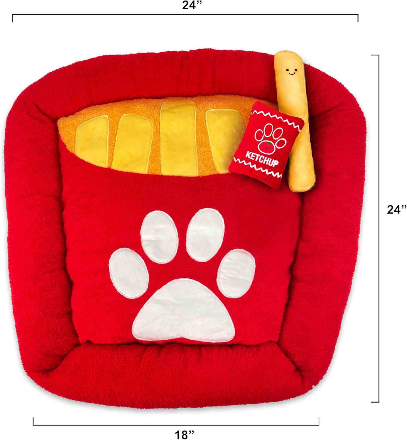 TONBO Soft Plush Small Cute and Cozy Nature Dog Cat Bed, Washer and Dryer Friendly (French Fries) - Pet Explorer