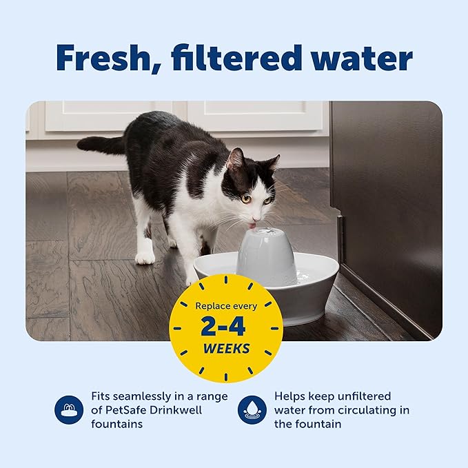 PetSafe Drinkwell Avalon & Pagoda Fountain Activated Carbon Filters - Better Hydration Choice - Long-Lasting Purity - Odor-Free Drinking - Universal Filter Replacement - 12 Pack