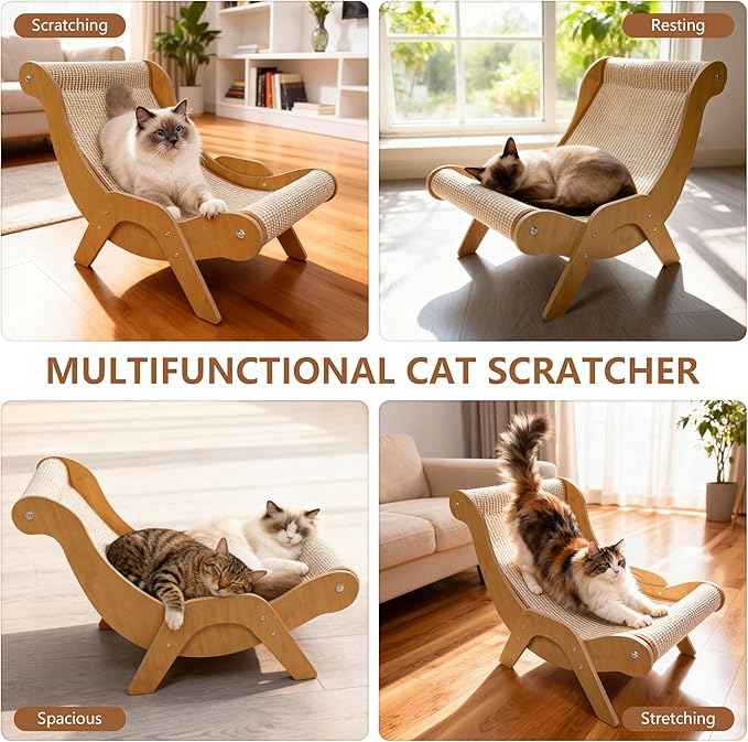 Extra Large Sisal Cat Scratcher–Indoor Cat-Specific Bed & Scratching Pad Combo Lounger,Durable Scratching Mat,Non-Shedding Material