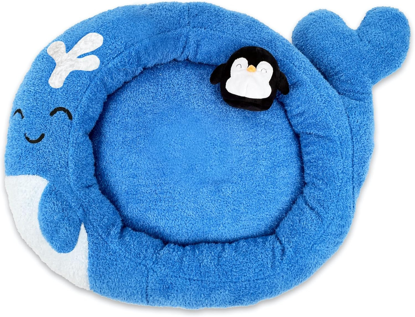 TONBO Soft Plush Small Cute and Cozy Nature Dog Cat Bed, Washer and Dryer Friendly (Whale) - Pet Explorer