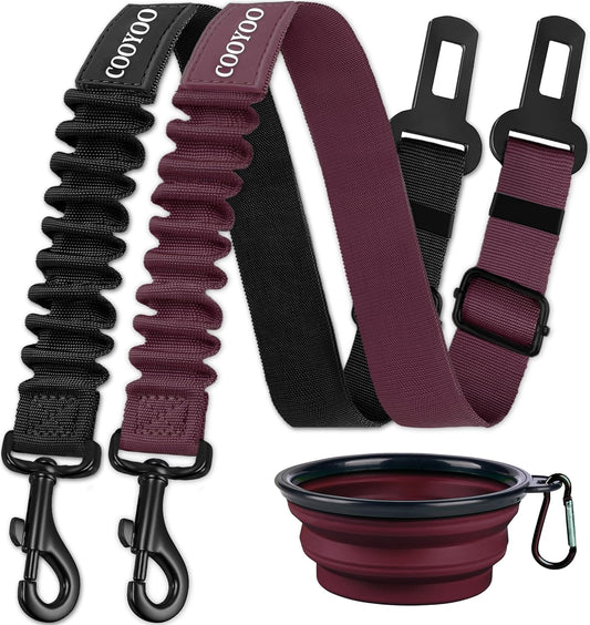 COOYOO Dog Seat Belt,3 Piece Set Retractable Dog Car Adjustable Seatbelts for Vehicle Nylon Pet Safety Heavy Duty & Elastic & Durable Car Harness for Dogs - Pet Explorer
