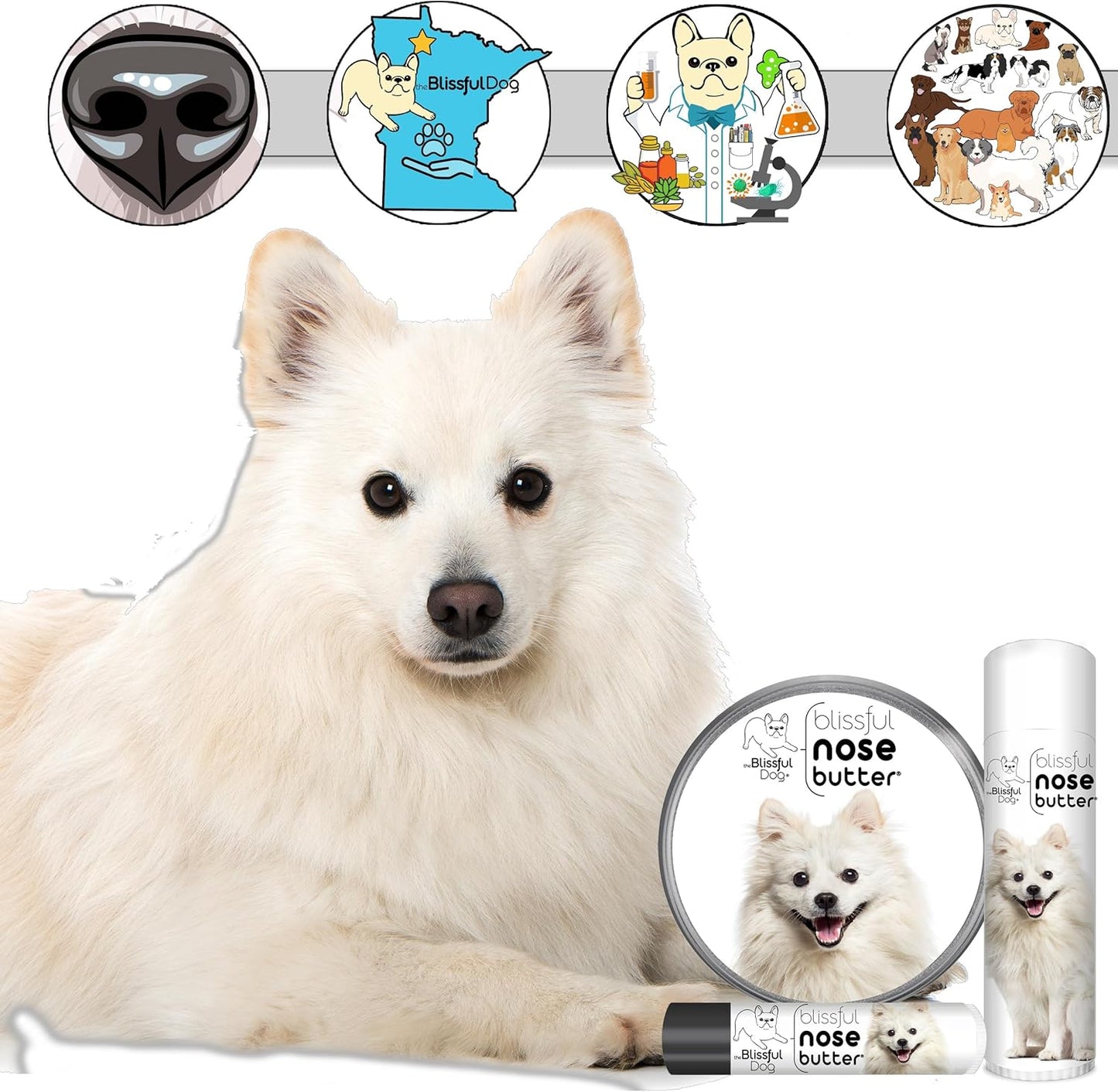 The Blissful Dog American Eskimo Nose Butter for Dry, Cracked Skin, Lick-Safe Dog Nose Balm with Moisturizing Shea Butter, Almond, Olive, and Essential Oils, Pet Supplies, Uncented, 1 oz. - Pet Explorer