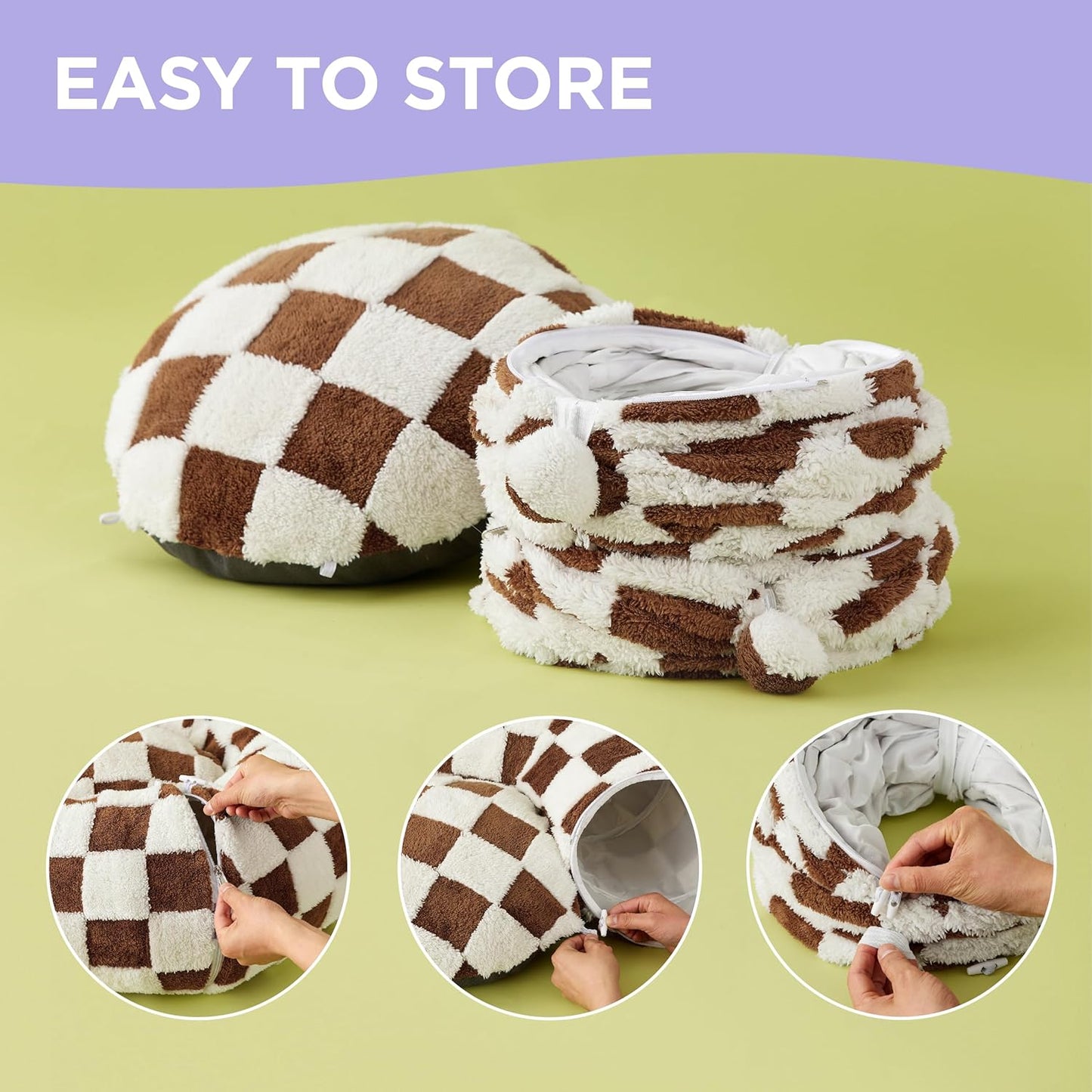 Lesure Cat Tunnel Bed for Indoor Cats - Cute Cat Donut Tunnel Toys for Small Large Cats with Washable Circle Cushion, Round Pet Peekaboo Cave Toy for Kitten/Puppy/Rabbit, Standard Brown - Pet Explorer