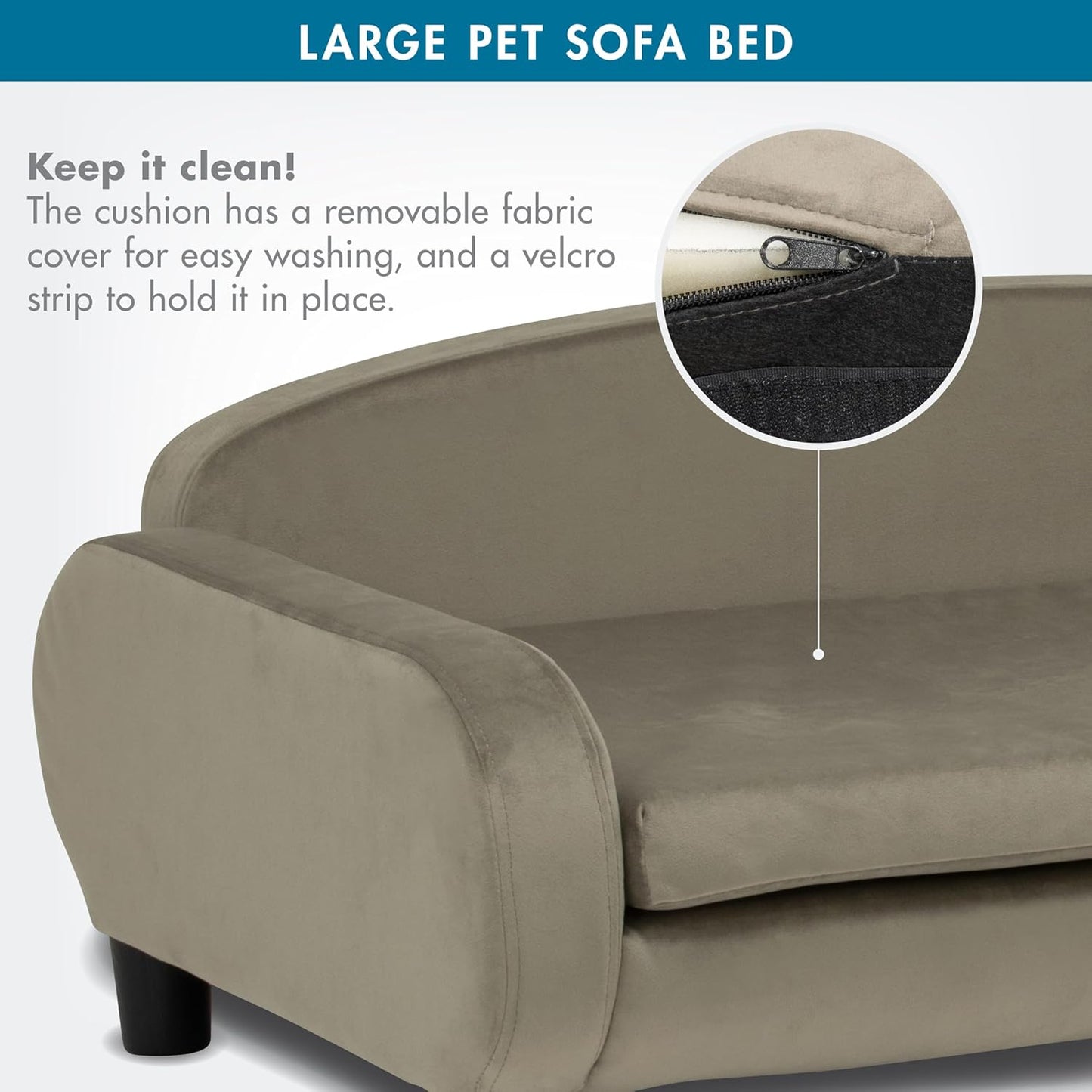 Paws & Purrs Multi-Cat Sofa Bed – 41.5″ Wide Elevated Pet Couch with 3″ Foam Mattress, Removable Machine-Washable Cover – Stylish Indoor Pet Furniture for Two or More Cats and Dogs, Ash - Pet Explorer