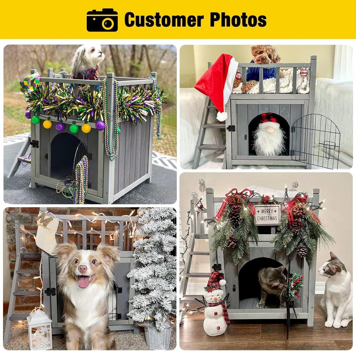 Aivituvin Dog House Feral Cat House Outdoor and Indoor,Pet Houses with Stairs,2 Storys - Pet Explorer