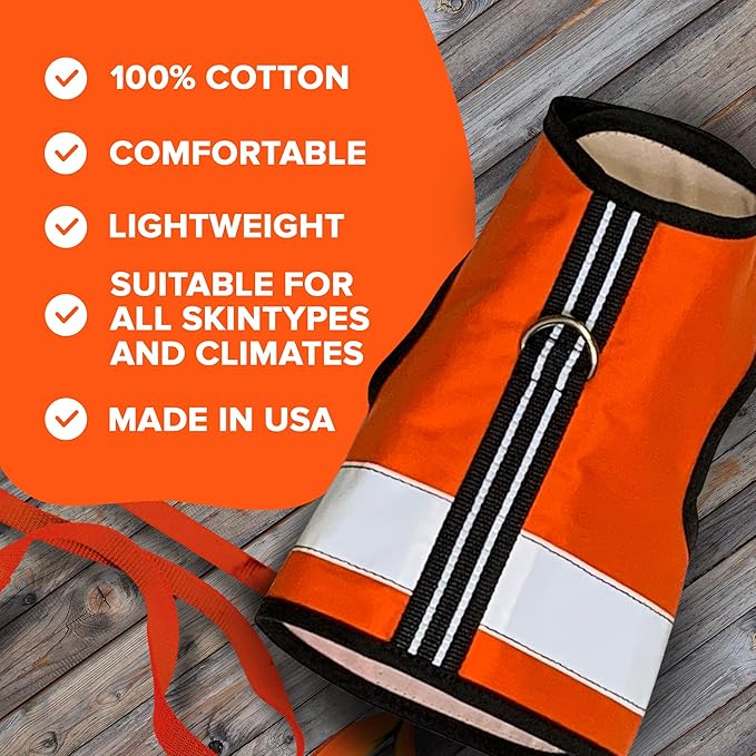 Kitty Holster Reflective Cat Harness – High-Visibility Cat Harness for Travel, Day and Night Walking - Soft Cotton Cat Accessories, Breathable, Secure & Washable, Made in USA - Outrageous Orange, XL