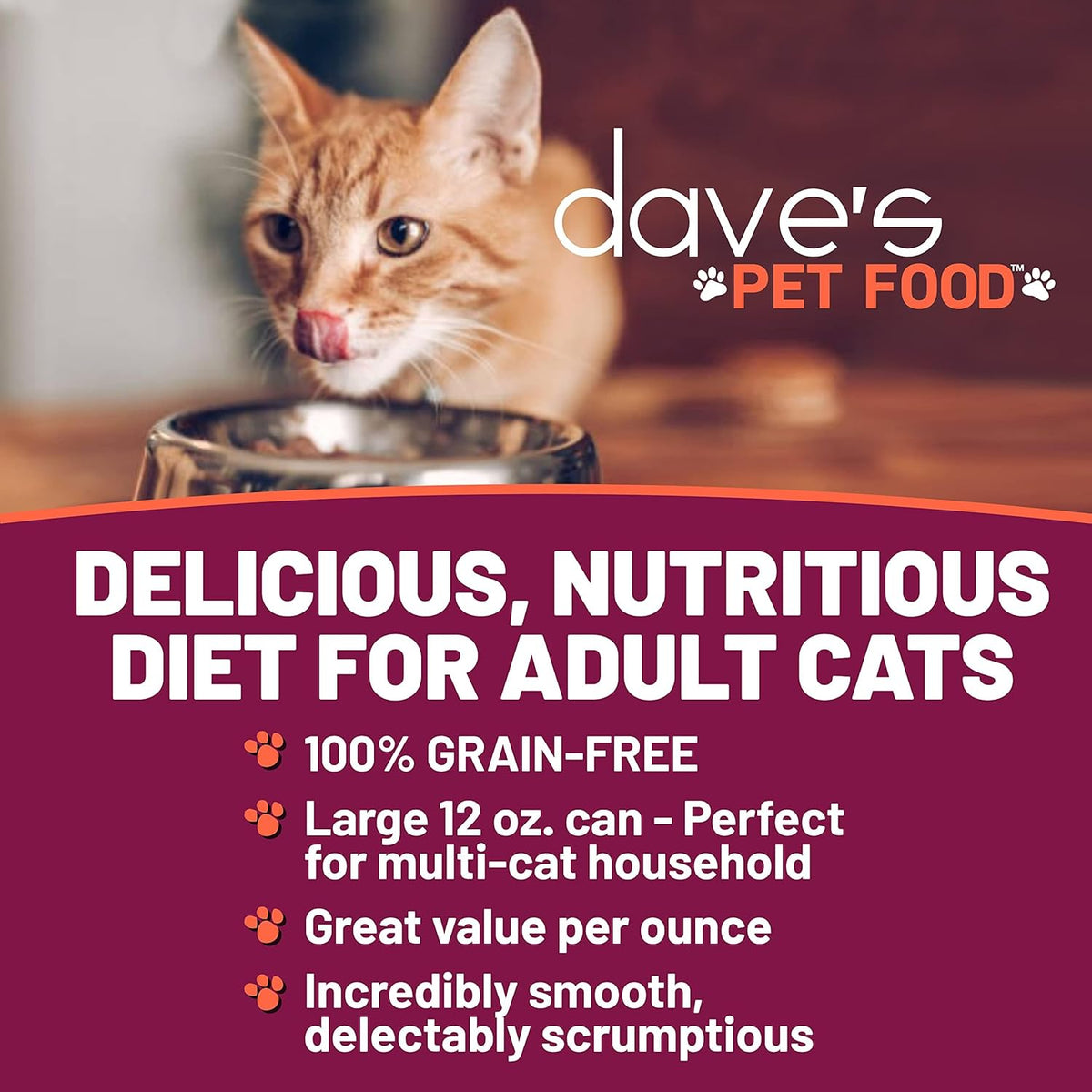 Dave's Pet Food Grain Free Wet Cat Food Pate (Beef & Chicken), Made in USA Naturally Healthy Canned, 12.5 oz Cans (12 Pack)