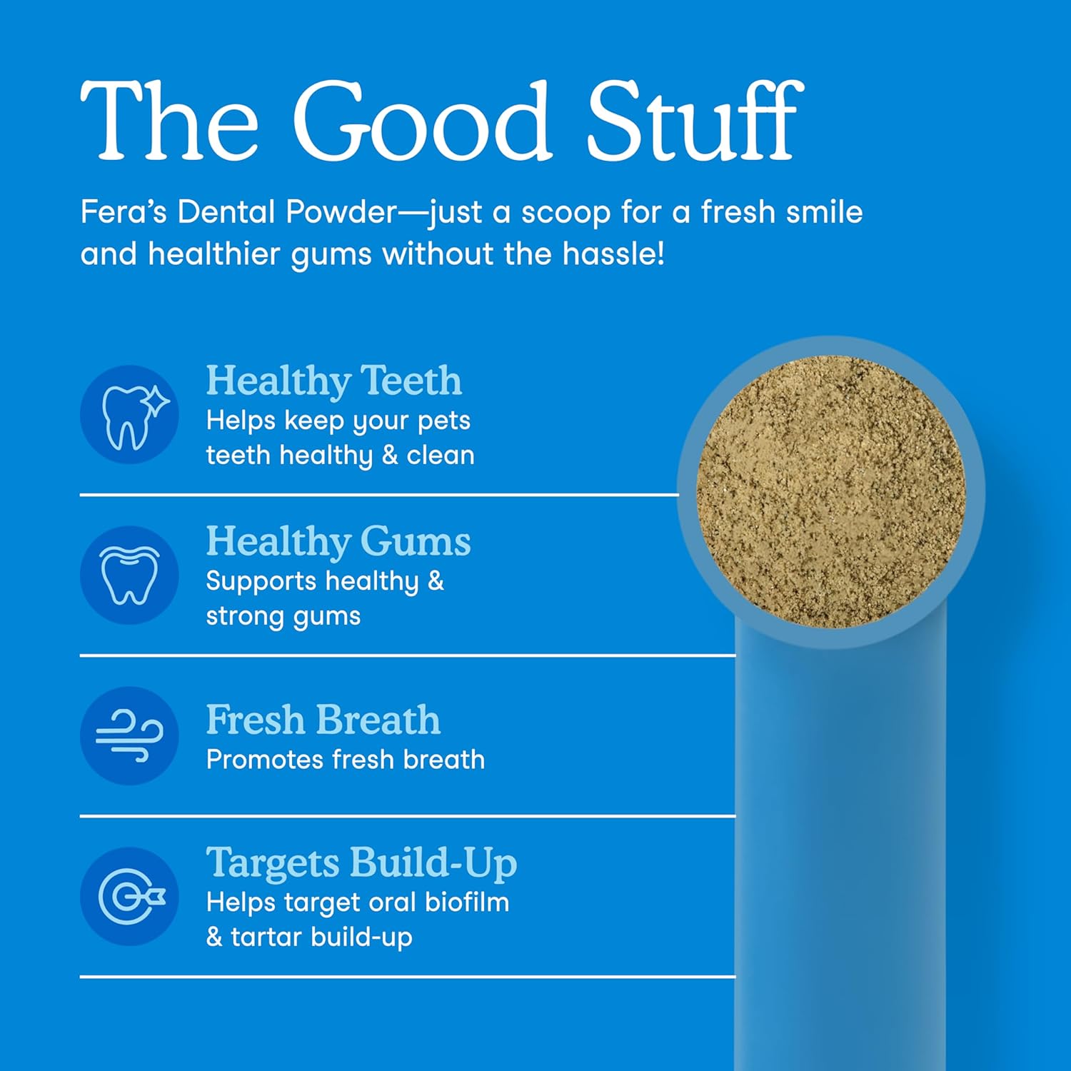 Fera Pets Cat & Dog Dental Support Powder - Supports Fresh Breath - Promotes Healthy Teeth and Gums - Targets Tartar Build-Up - Includes Kelp, Enzymes & Postbiotics - 60 Scoops - Pet Explorer