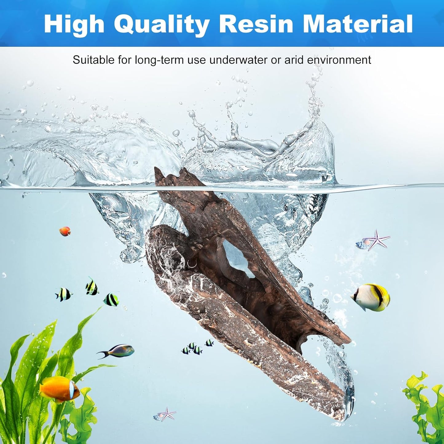 TRUVIC Fish Tank Decorations - Aquarium Cave Decor, Resin Hollow Tree Trunk Reptile Hide & Betta Log Hideout for 20 Gallon Tank, Fish Accessories Shelter Cave - Pet Explorer