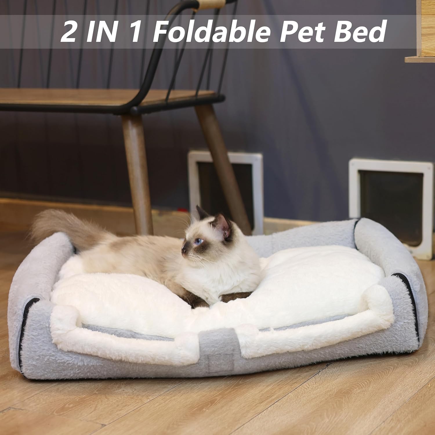 Cat Bed for Indoor Cats，Foldable cat cave，Anti-Slip & Water-Resistant Bottom，cat Houses for Indoor Cats or Small Dogs, Kitten Tent, Rabbit Double Hole Bed:(27.5"×15.3"×15.3" - Pet Explorer