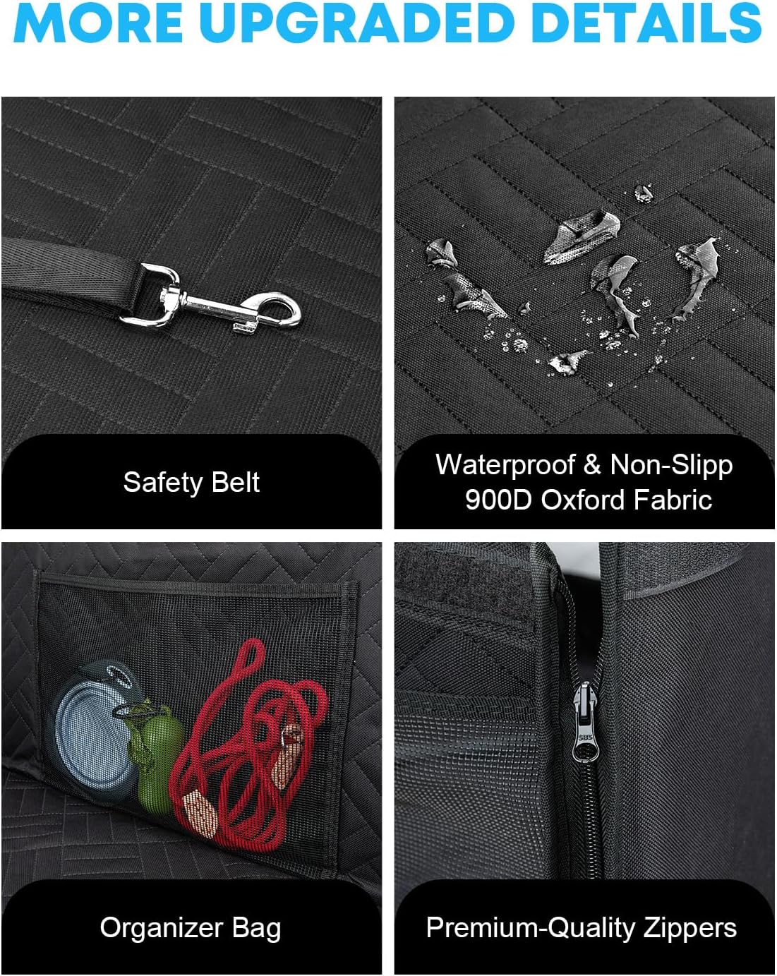 Kohree Dog Car Seat Cover for Medium Large Dogs, Hard Bottom Dog Car Seat Cover for Back Seat Waterproof 600D Car Hammock for Dogs Pet Back Seat Extender for Cars SUV Truck-Upgraded Version - Pet Explorer
