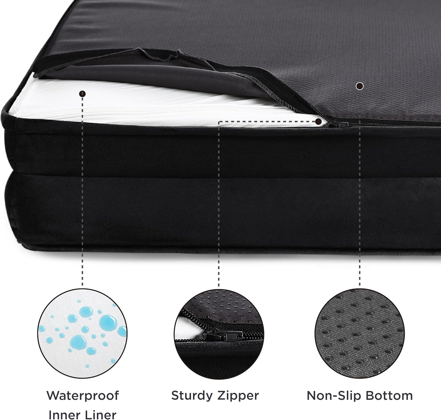 Bedsure Orthopedic Dog Bed for Large Dogs - Big Washable Dog Sofa Beds Large, Supportive Foam Pet Couch Bed with Removable Washable Cover, Waterproof Lining and Nonskid Bottom, Black - Pet Explorer
