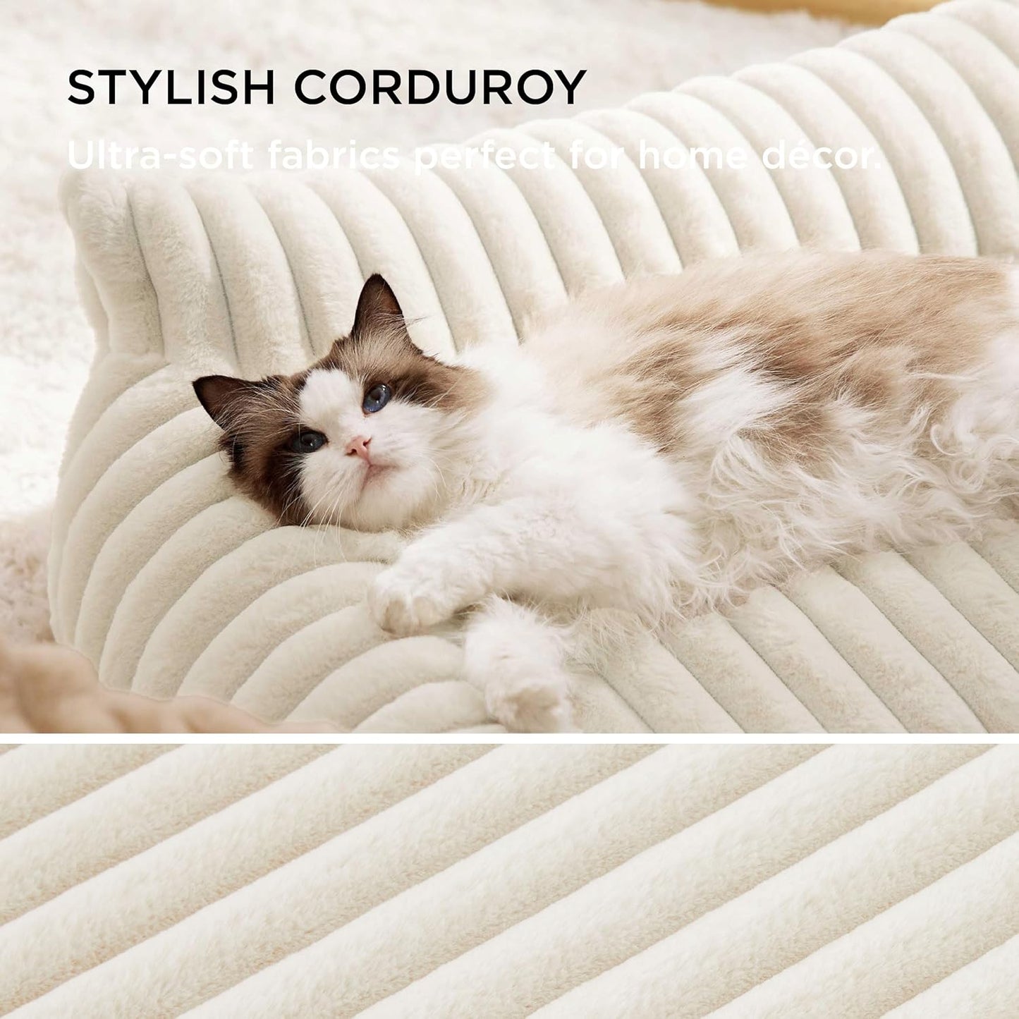 Bedsure Cute Dog Couch for Medium Dogs- Fluffy Pet Sofa, Dog Couch Bed with Removable, Washable Cover, Supportive Pet Bed for Medium Large Dogs, 36inch, Cream - Pet Explorer