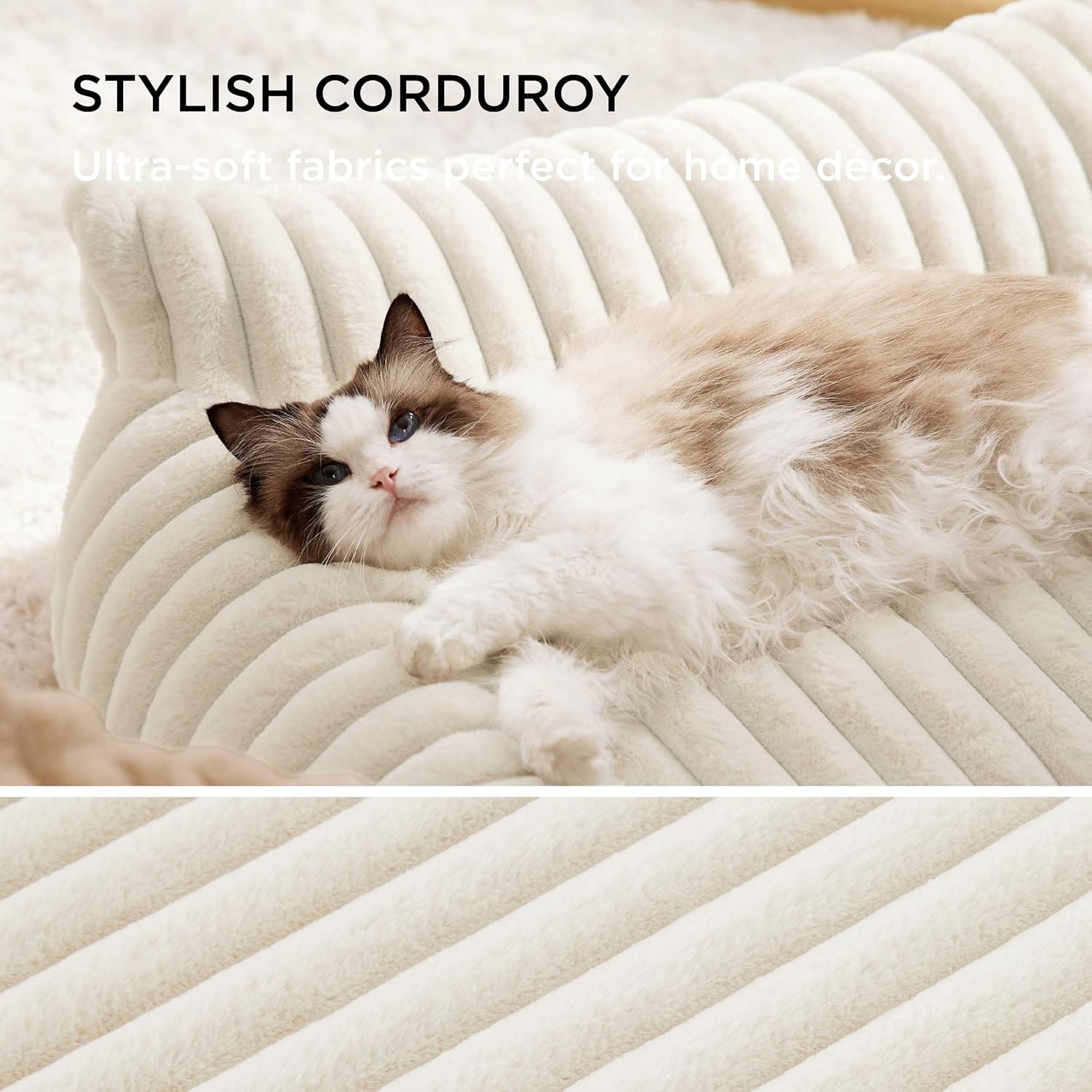 Bedsure Cute Dog Couch for Medium Dogs- Fluffy Pet Sofa, Dog Couch Bed with Removable, Washable Cover, Supportive Pet Bed for Medium Large Dogs, 36inch, Cream - Pet Explorer