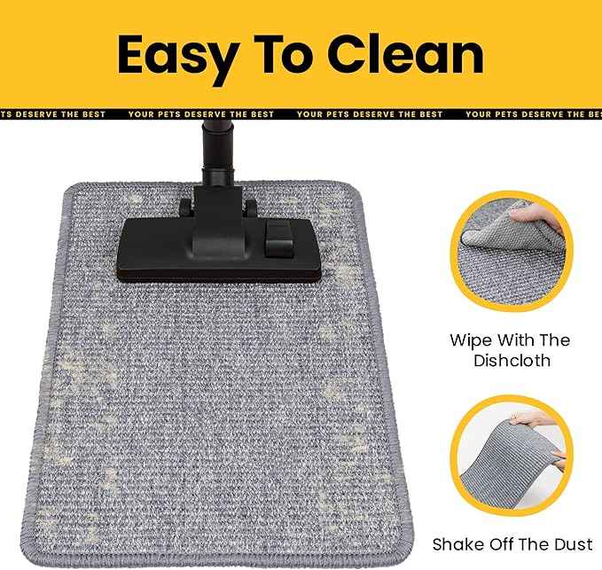 Cat Scratcher Mat,Natural Sisal Cat Scratch Pad with Hook&Loop Tape,Horizontal Floor Kitty Scratching Pads Rug for Indoor,Pet Furniture Protector for Couch&Carpets&Sofas, Large, Grey