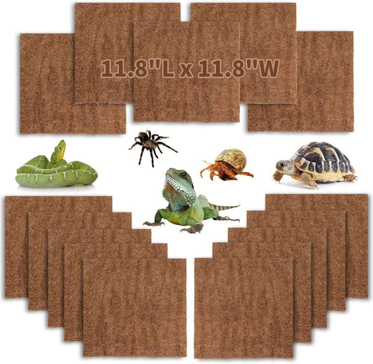 Hamiledyi Reptile Carpet Natural Coconut Fiber Tortoise Carpet Mats for Pet Terrarium Liner Reptile Supplies for Lizard Snake Chameleon Turtle Bedding Bunny Rabbit Mat (15 x Sheets)
