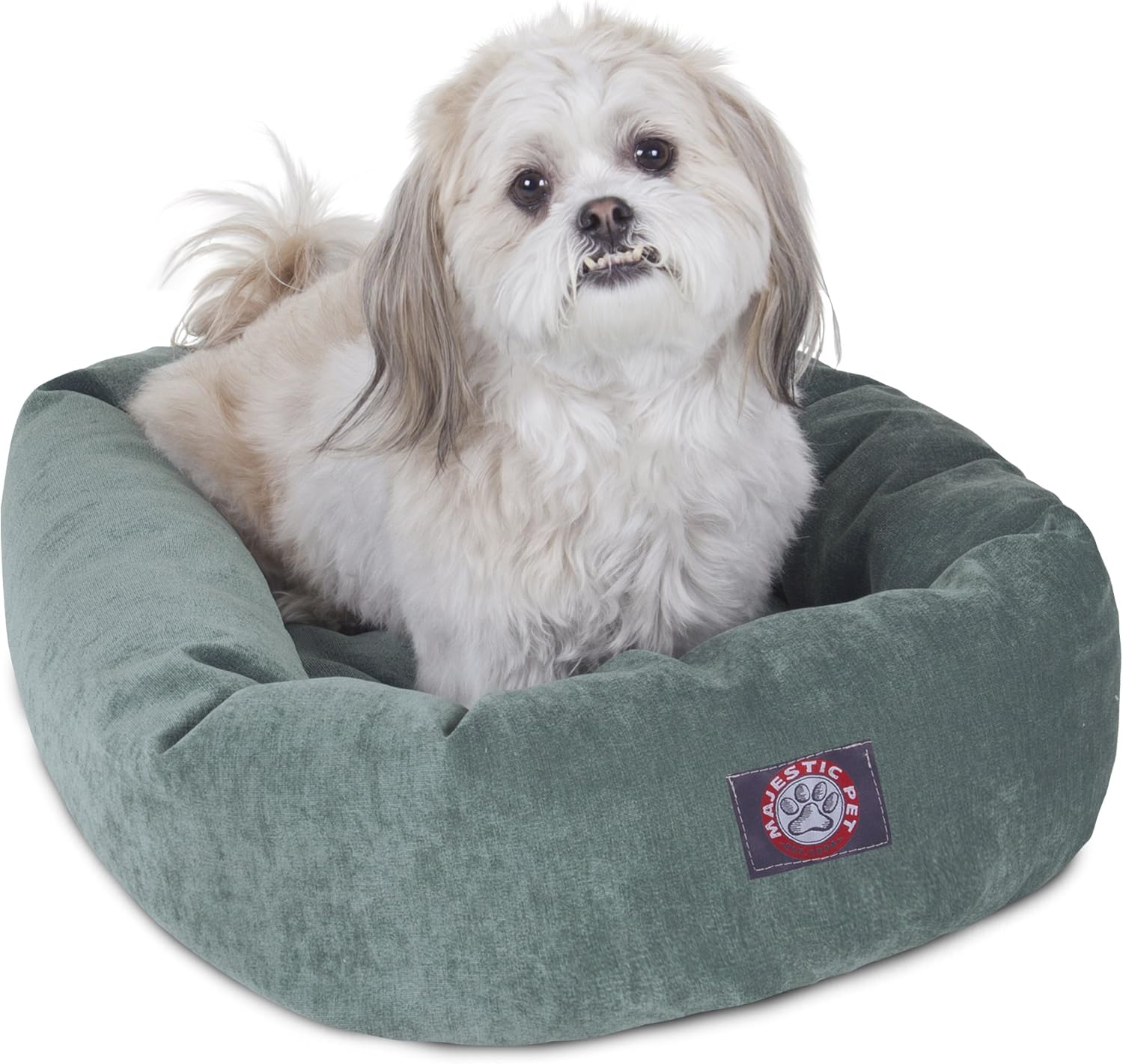 Majestic Pet 24 Inch Micro Velvet Calming Dog Bed Washable 24x19x7 (inch) – Cozy Soft Round Donut Dog Bed with Spine for Head Support - Pet Bed Small – Azure (2025) - Pet Explorer