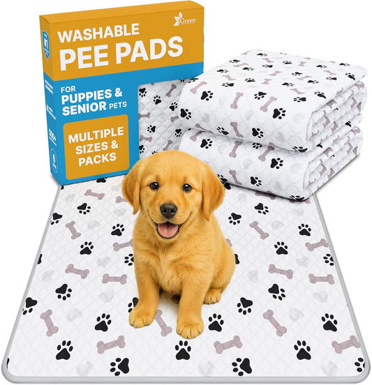 GREEN LIFESTYLE Washable Pee Pads for Dogs - Waterproof Reusable Puppy Pads with Anti-Slip Backing, Pet Training Pad for Puppy Playpen, Crate, Whelping Box, Potty Training (Pack of 2 - 34x36) - Pet Explorer