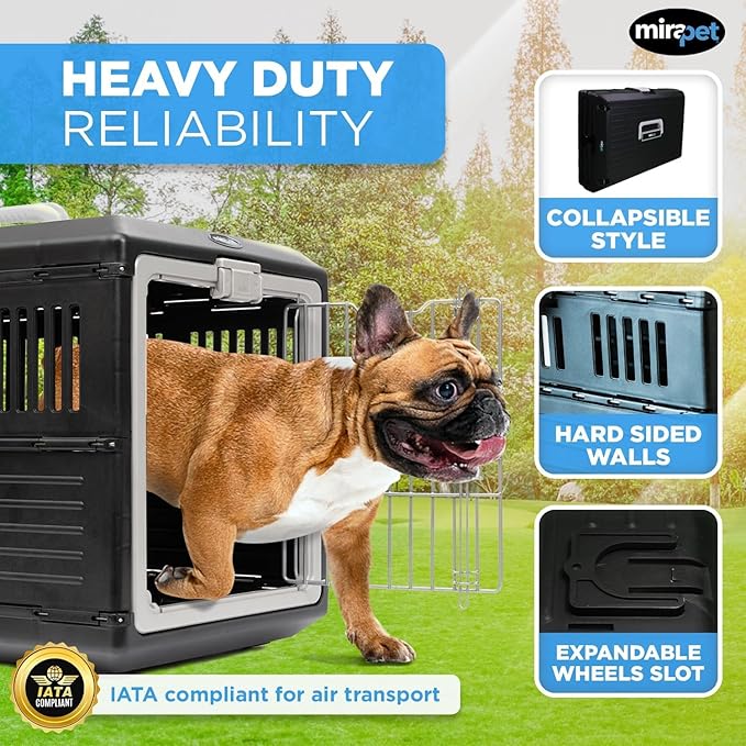 USA Pet Carrier & Crate 35" - Premium Collapsible Design for Medium Cats and Dogs - Portable Kennel for Indoor/Outdoor Use - 360-Degree Ventilation & Hard Plastic Wall Protection
