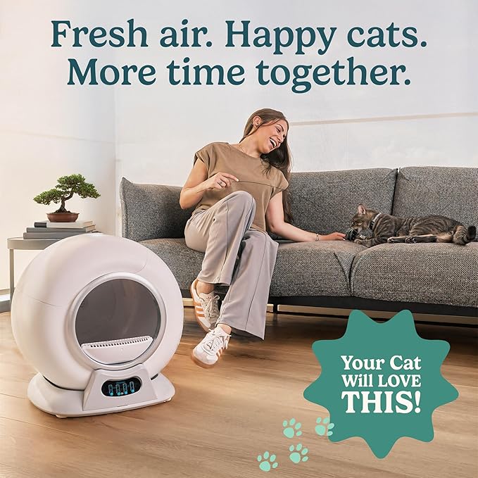 Petcove – Automatic Self Cleaning Litter Box – PurrTek Smart Automatic Litter Box for Multi-Cat Homes with 5GHz Wi-Fi App Control, Triple Odor Neutralizer, Quiet Operation & Anti-Pinch Safety