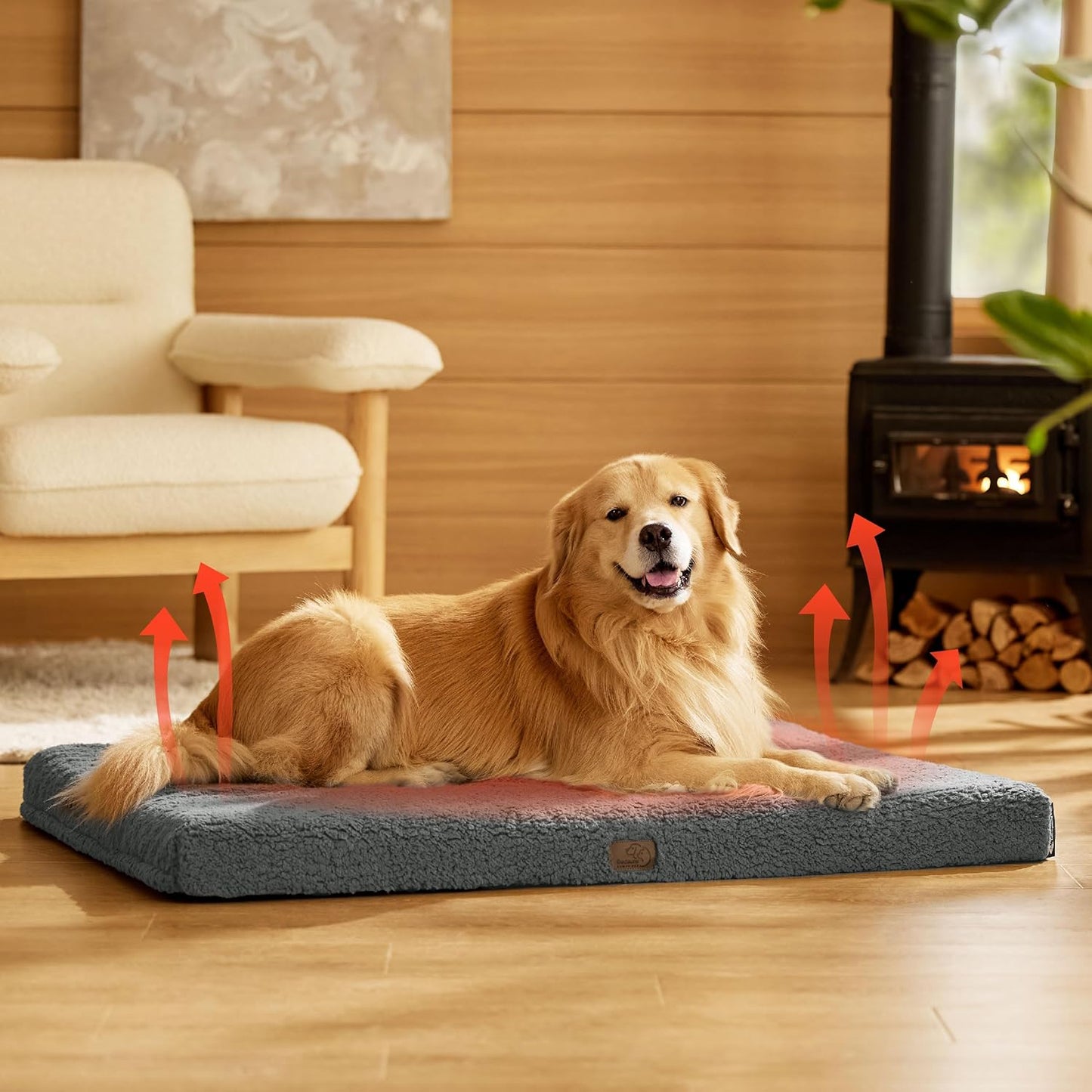 Bedsure Self Warming Dog Beds Large Sized Dog - Extra-Large Orthopedic Waterproof Puppy Bed with Removable Washable Cover, Egg Crate Foam Pet Mat, Suitable for Pet Up to 100 lbs - Pet Explorer