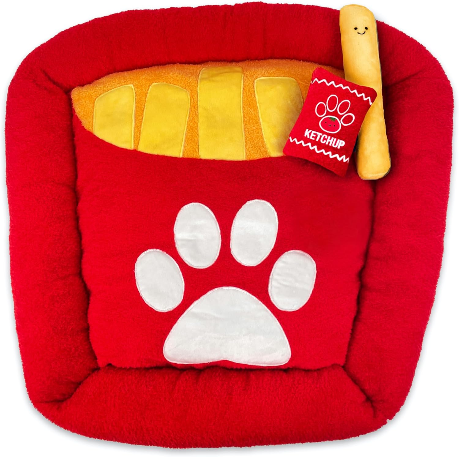 TONBO Soft Plush Small Cute and Cozy Nature Dog Cat Bed, Washer and Dryer Friendly (French Fries) - Pet Explorer