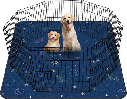 LOOBANI Washable Pee Pads for Dogs: Extra Large Dog Pee Mat Waterproof 72" x 72", Reusable Pet Whelping Pads, Absorbent and Non-Slip Dog Training Mats for Playpen, Floor, Sofa Protection, Cage, Blue - Pet Explorer