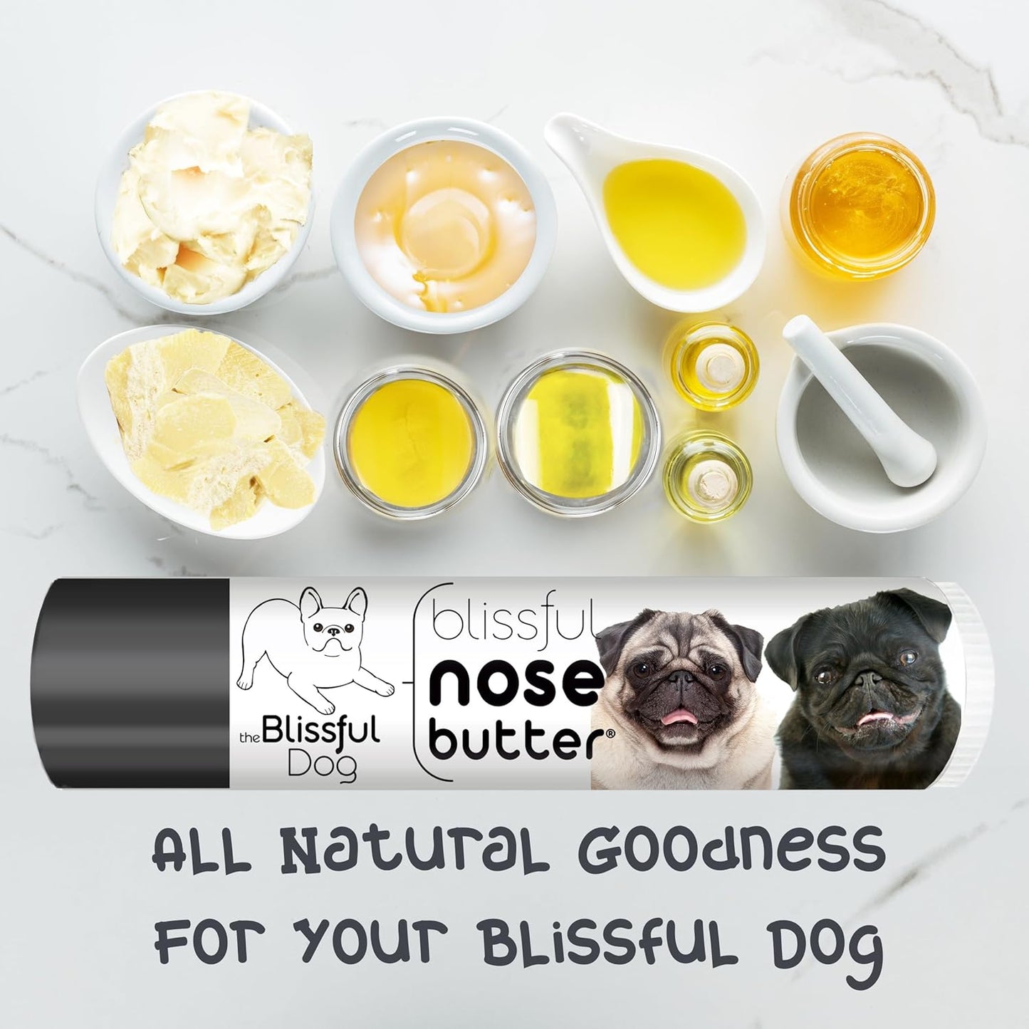 The Blissful Dog Pug Duo Unscented Nose Butter - Dog Nose Butter, 0.15 Ounce - Pet Explorer
