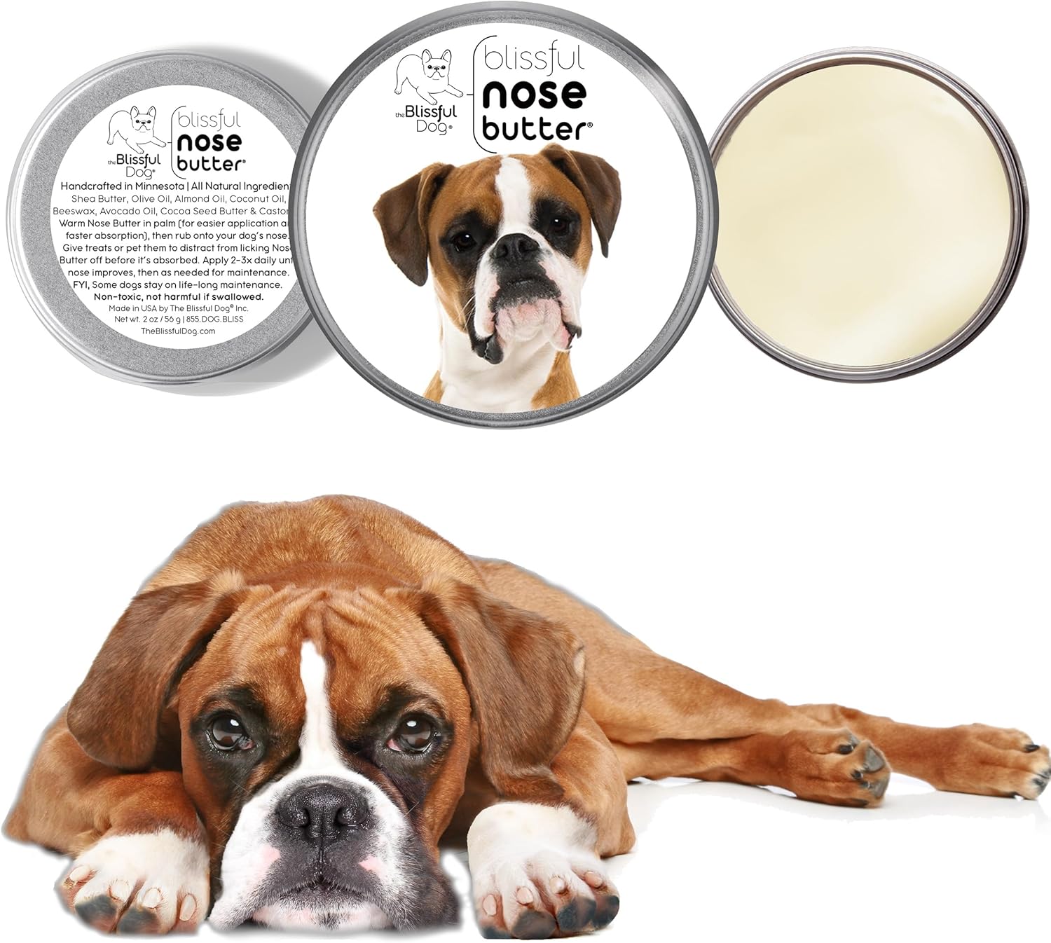The Blissful Dog Fawn Boxer Unscented Nose Butter, 16oz - Pet Explorer