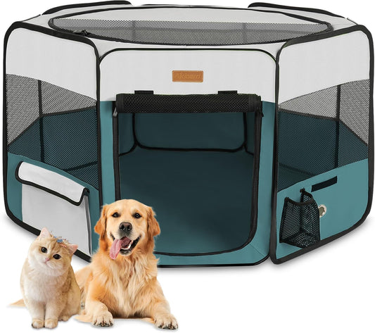 Dog Playpen, Portable Pet Play Pen for Cat, Puppies, Rabbits, Chickens, Foldable Large-Capacity Pet Tent for Indoor/Outdoor Travel Camping (Size XL Without Carry Bag) - Pet Explorer