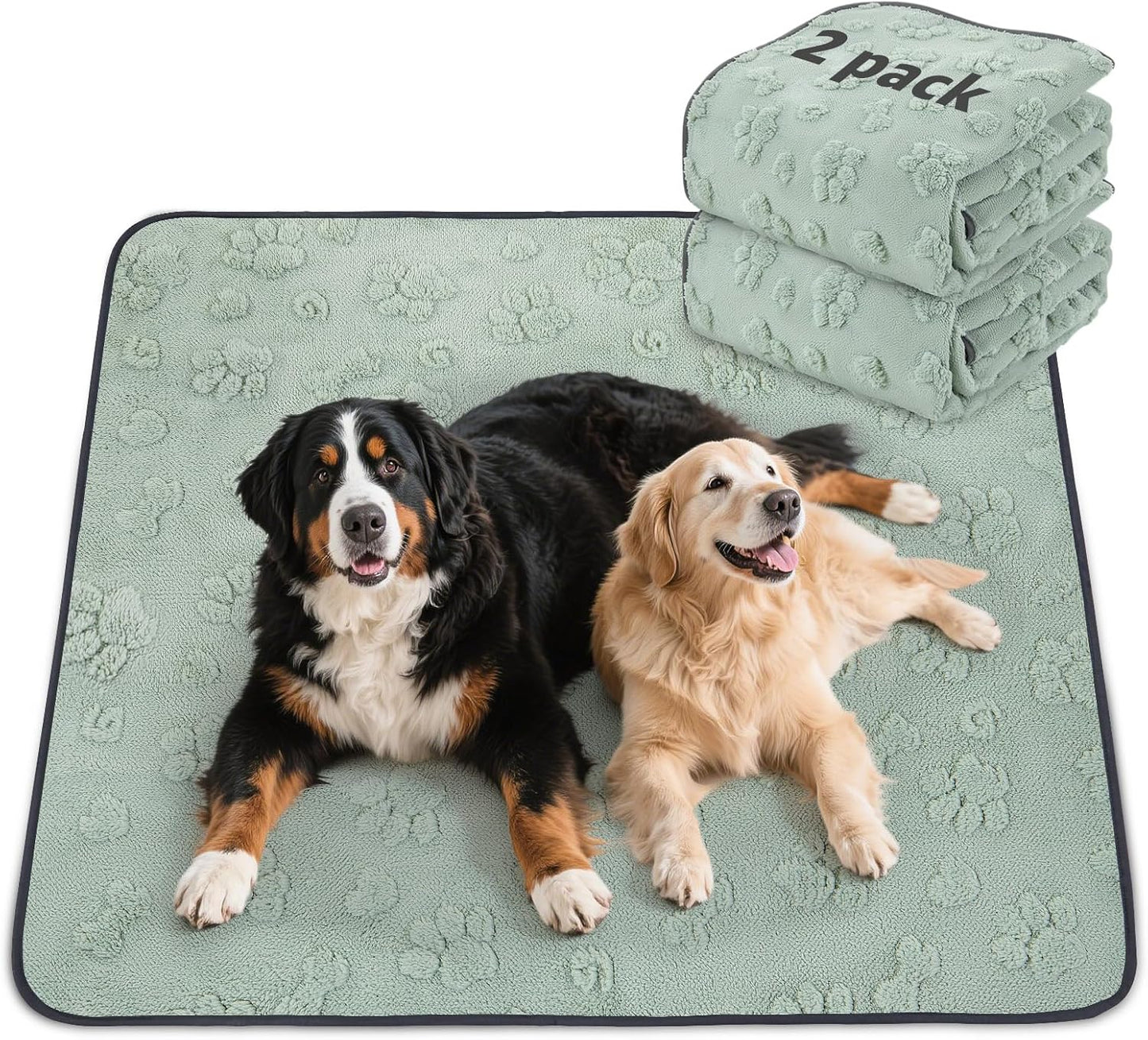 LOOBANI Washable Pee Pads for Dogs: 2 Pack Super Absorbent Reusable Puppy Pads, Leakproof and Waterproof Dog Training Pads Whelping Pads for Potty, Floor, Crate, Couch, Bed and Travel, 48"x48" - Pet Explorer