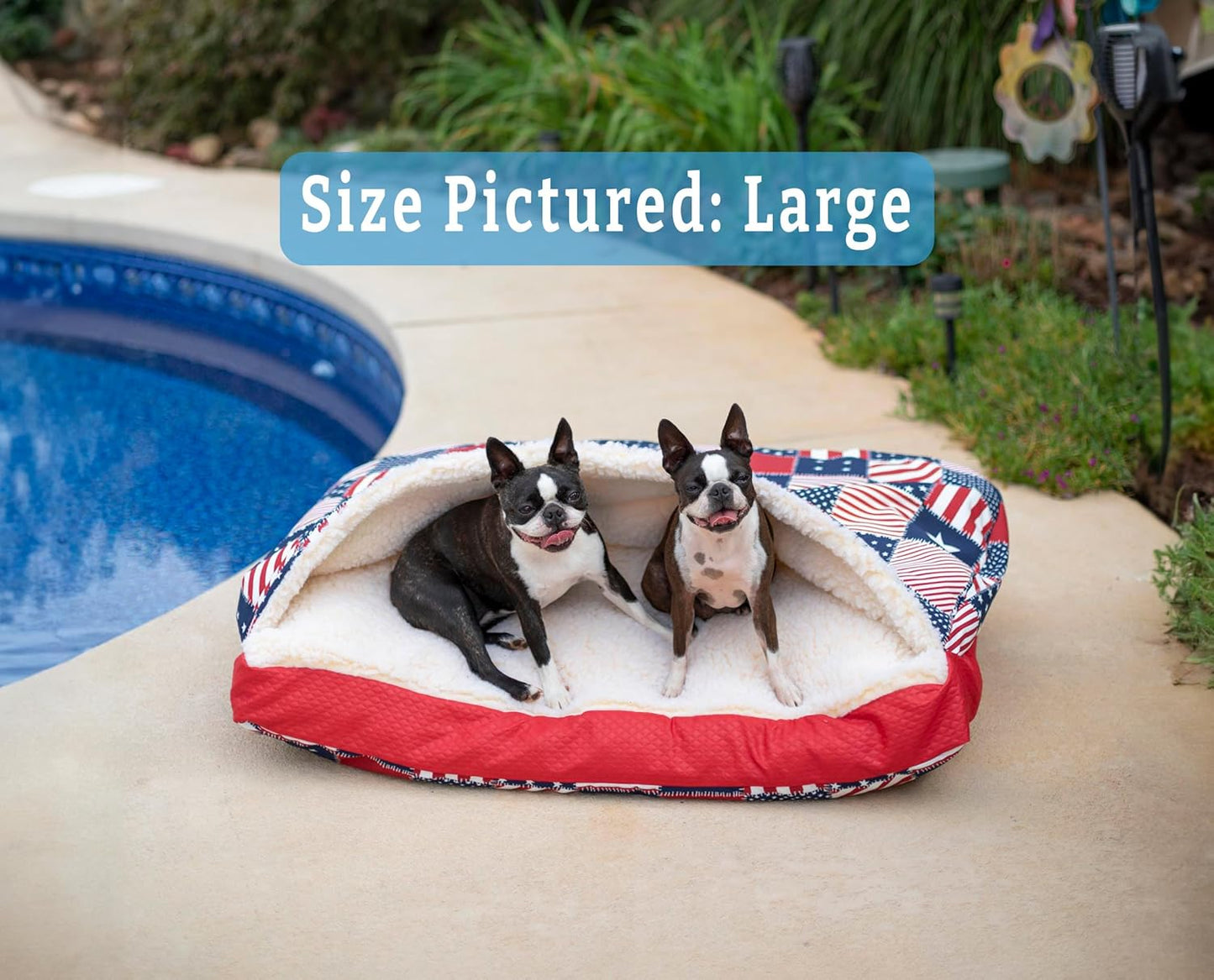 Snoozer Pet Products Luxury Rectangle Cozy Cave, Wag Collection, Extra Large, Starpatch Red Diamond - Pet Explorer
