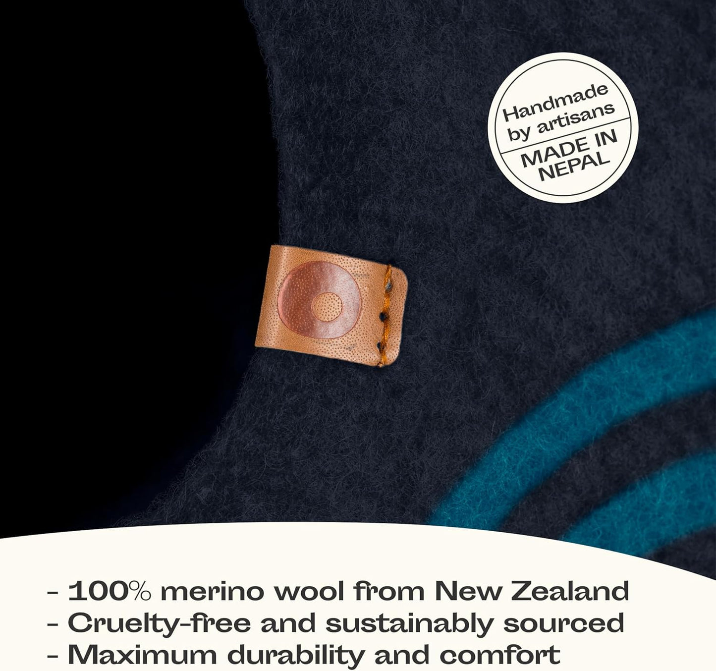 MEOWFIA Cat Cave – Premium Felt Cat Bed for Indoor Cats, Handmade 100% Merino Wool (Medium, Black Aqua) - Pet Explorer